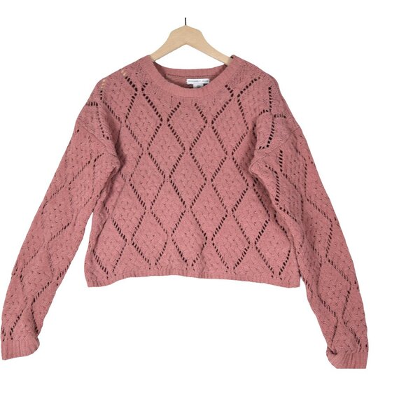 Sincerely Jules Pink Open Knit Sweater S Cottagecore Soft Textured Pullover - Picture 2 of 7